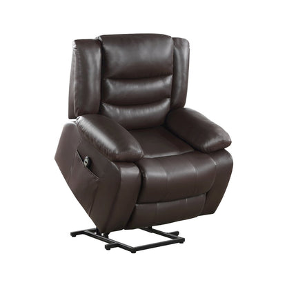 Lexicon Carson Faux Leather Power Lift Chair in Dark Brown