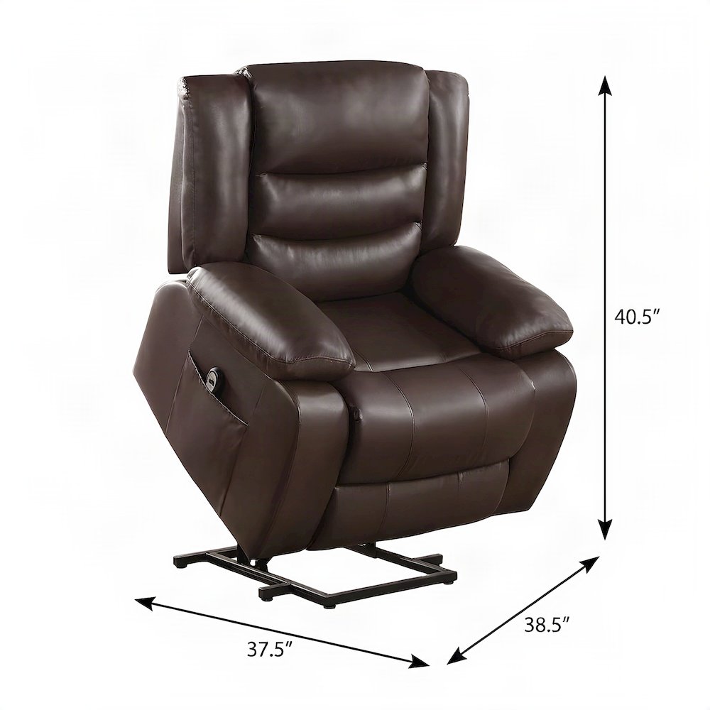 Faux Leather Power Lift Recliner Chair with Electric Recline, Dark Brown