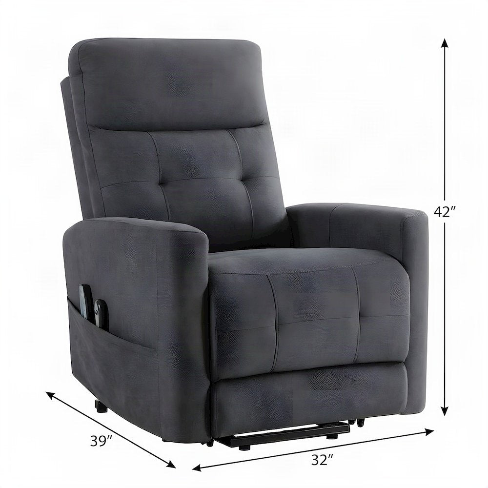 Microfiber Power Lift Recliner Chair for Elderly and Seniors, Dark gray