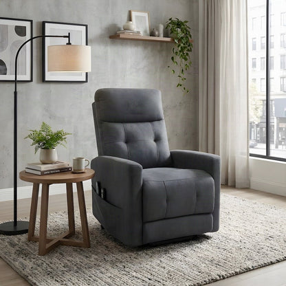 Microfiber Power Lift Recliner Chair for Elderly and Seniors, Dark gray