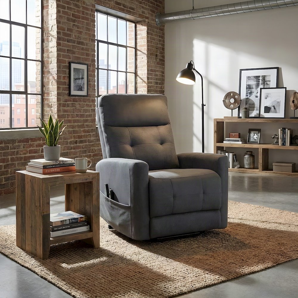 Microfiber Power Lift Recliner Chair for Elderly and Seniors, Dark gray