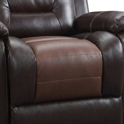 Briscoe Faux Leather Glider Recliner Chair, 2-Tone Light and Dark Brown