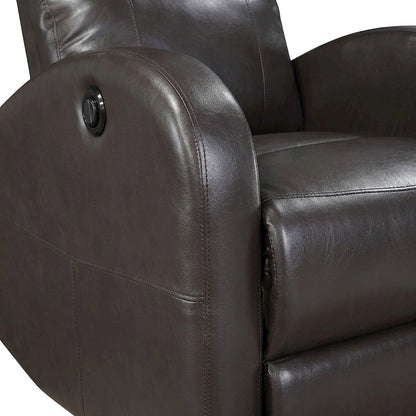 Faux Leather Power Recliner Chair with Electric Recline, Single Seat, Brown