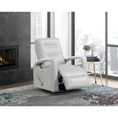 Lexicon Camden Faux Leather Swivel Glider Reclining Chair in Smoke Color