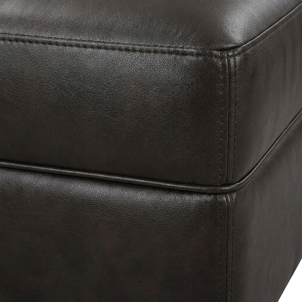 Faux Leather L-Shaped Sectional Sofa with Side Consoles, Set of 3, Dark Brown