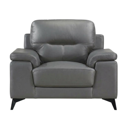 Mischa Leather Accent Chair with Padded Arms for Living Room, Dark Gray