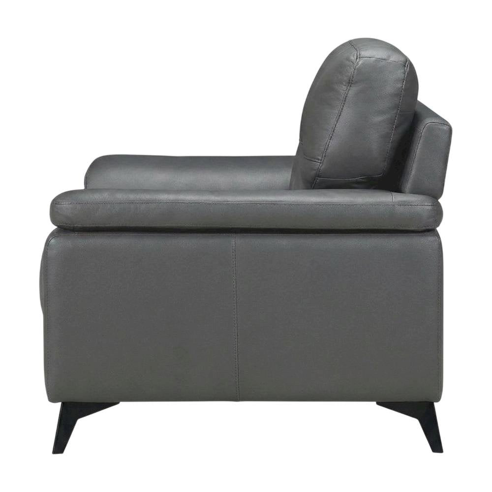 Mischa Leather Accent Chair with Padded Arms for Living Room, Dark Gray