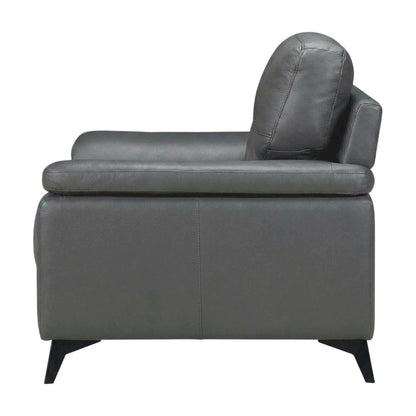 Mischa Leather Accent Chair with Padded Arms for Living Room, Dark Gray