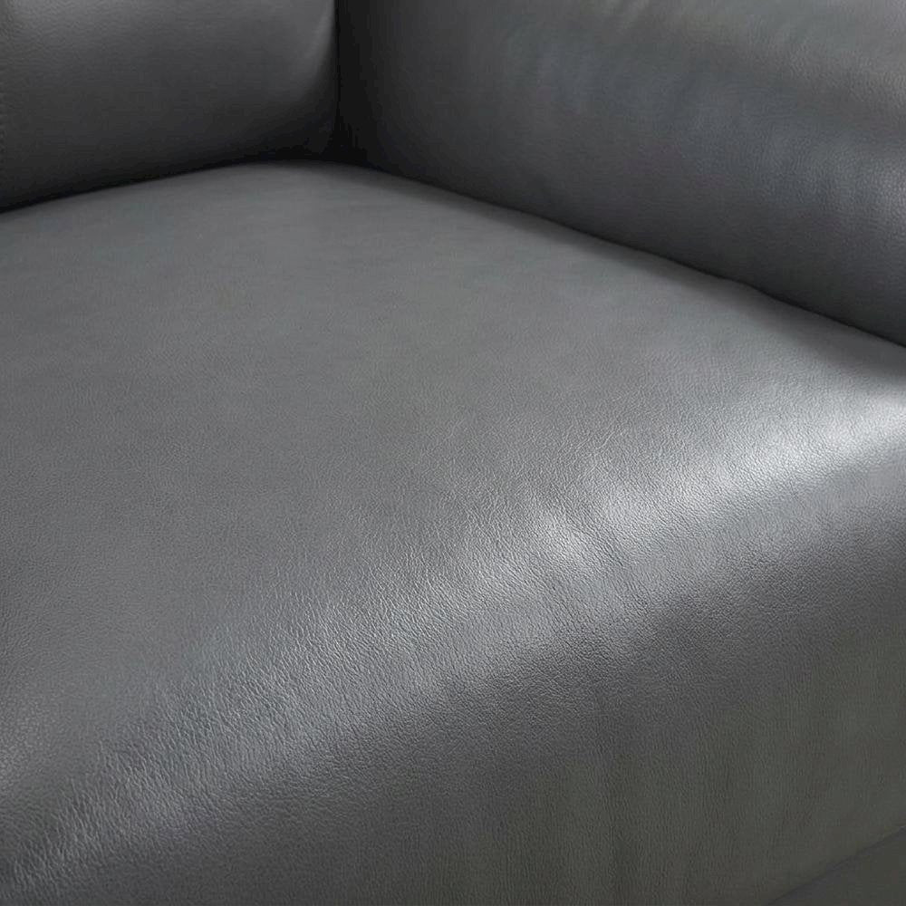 Mischa Leather Accent Chair with Padded Arms for Living Room, Dark Gray