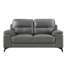 Mischa Leather Loveseat, Small Couch and Love Seat for Living Room, Dark Gray