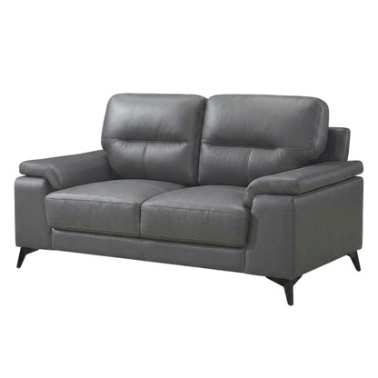 Mischa Leather Loveseat, Small Couch and Love Seat for Living Room, Dark Gray