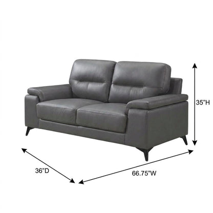 Mischa Leather Loveseat, Small Couch and Love Seat for Living Room, Dark Gray
