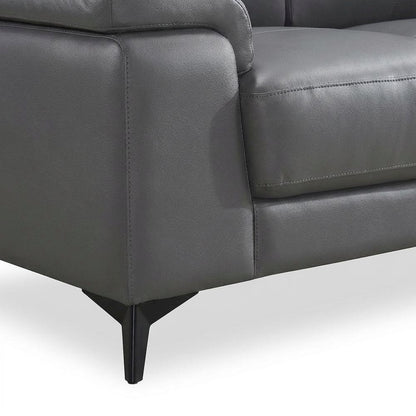 Mischa Leather Loveseat, Small Couch and Love Seat for Living Room, Dark Gray