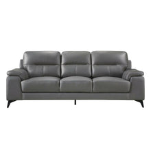 Mischa Genuine Leather Sofa and Couch for Living Room, Dark Gray