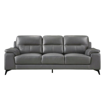 Mischa Genuine Leather Sofa and Couch for Living Room, Dark Gray