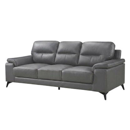 Mischa Genuine Leather Sofa and Couch for Living Room, Dark Gray