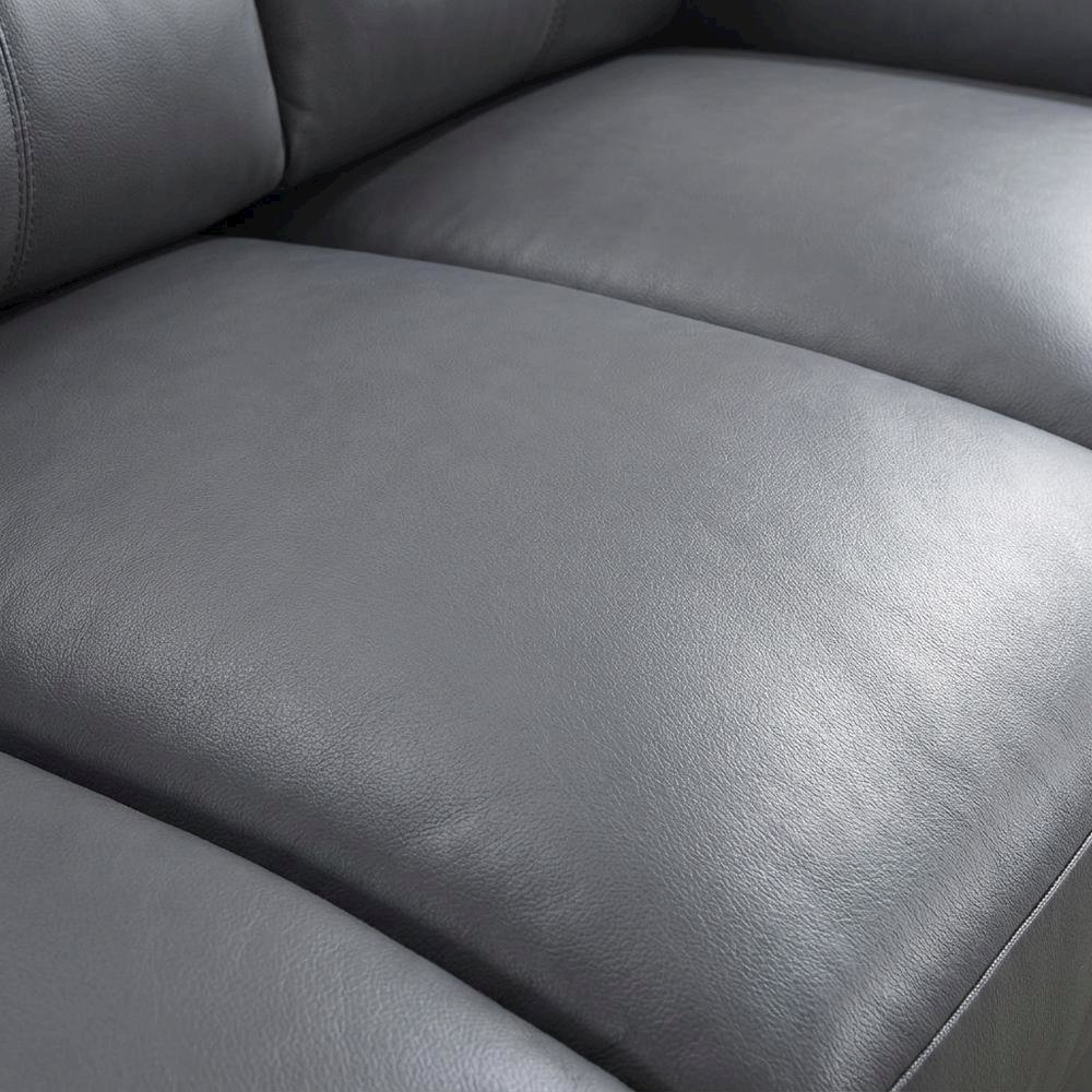 Mischa Genuine Leather Sofa and Couch for Living Room, Dark Gray