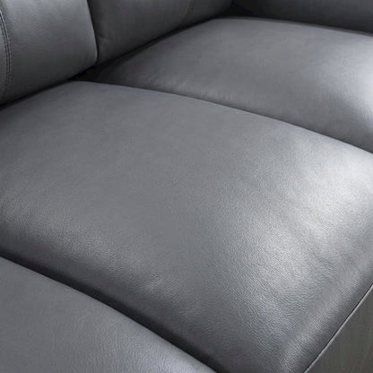 Mischa Genuine Leather Sofa and Couch for Living Room, Dark Gray