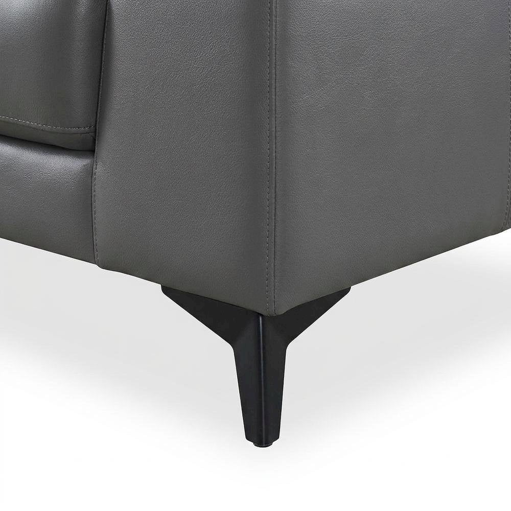 Mischa Genuine Leather Sofa and Couch for Living Room, Dark Gray