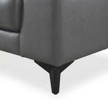 Mischa Genuine Leather Sofa and Couch for Living Room, Dark Gray