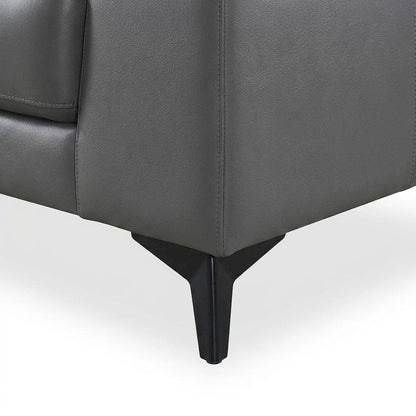 Mischa Genuine Leather Sofa and Couch for Living Room, Dark Gray