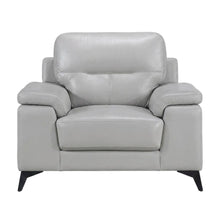 Mischa Leather Accent Chair for Living Room or Bedroom, Silver Gray