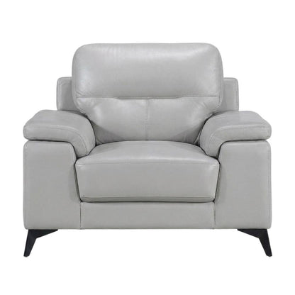 Mischa Leather Accent Chair for Living Room or Bedroom, Silver Gray