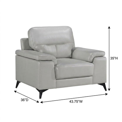 Mischa Leather Accent Chair for Living Room or Bedroom, Silver Gray