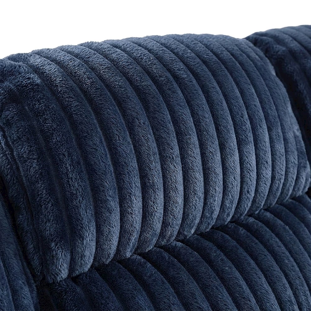Corduroy-Upholstered Double Reclining Sofa and Loveseat Recliner Couch, Blue