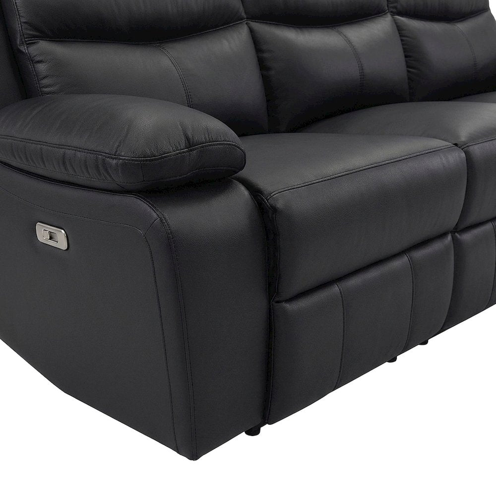 Hancock Leather Power Double Reclining Sofa, Recliner Couch and Loveseat, Black