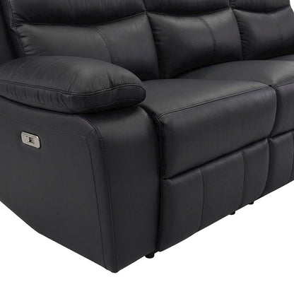 Hancock Leather Power Double Reclining Sofa, Recliner Couch and Loveseat, Black