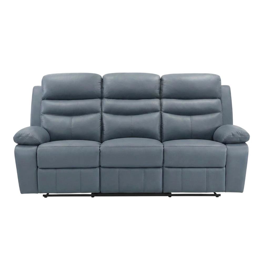 Leather Power Double Reclining Sofa and Recliner Couch for Living Room, Blue