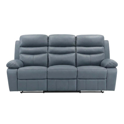Leather Power Double Reclining Sofa and Recliner Couch for Living Room, Blue