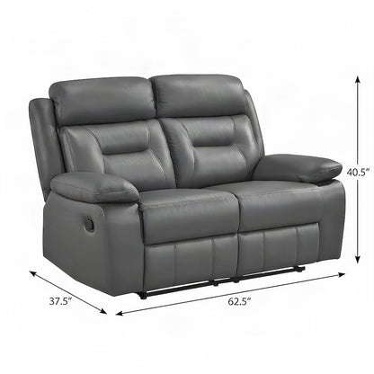 Leather Double Reclining Loveseat Sofa, Recliner Love Seat Couch, Dark Gray
