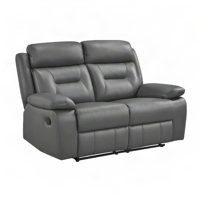 Leather Double Reclining Loveseat Sofa, Recliner Love Seat Couch, Dark Gray