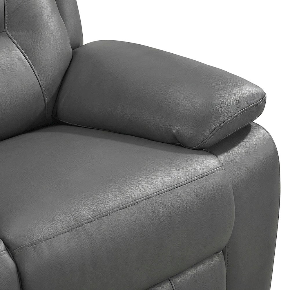 Leather Double Reclining Loveseat Sofa, Recliner Love Seat Couch, Dark Gray