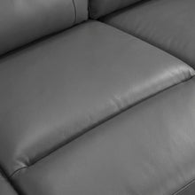 Laconia Leather Double Reclining Sofa with Top Grain for Living Room, Dark Gray