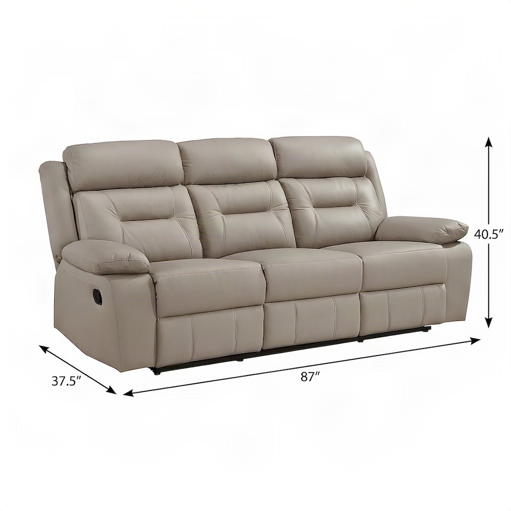 Leather Double Reclining Sofa and Recliner Couch for Living Room, Latte