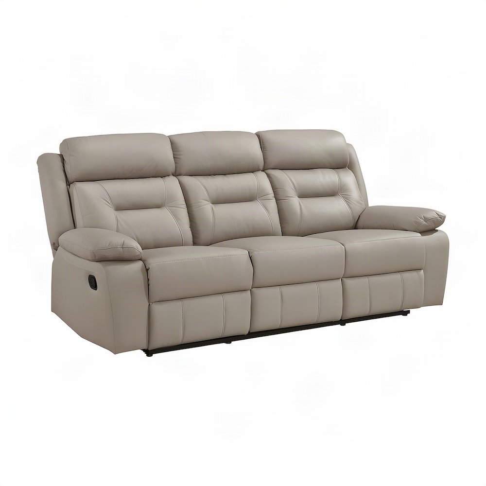Leather Double Reclining Sofa and Recliner Couch for Living Room, Latte
