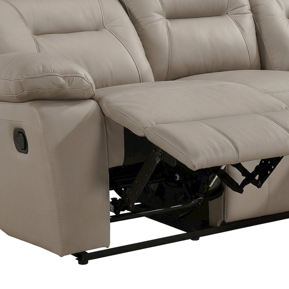 Leather Double Reclining Sofa and Recliner Couch for Living Room, Latte