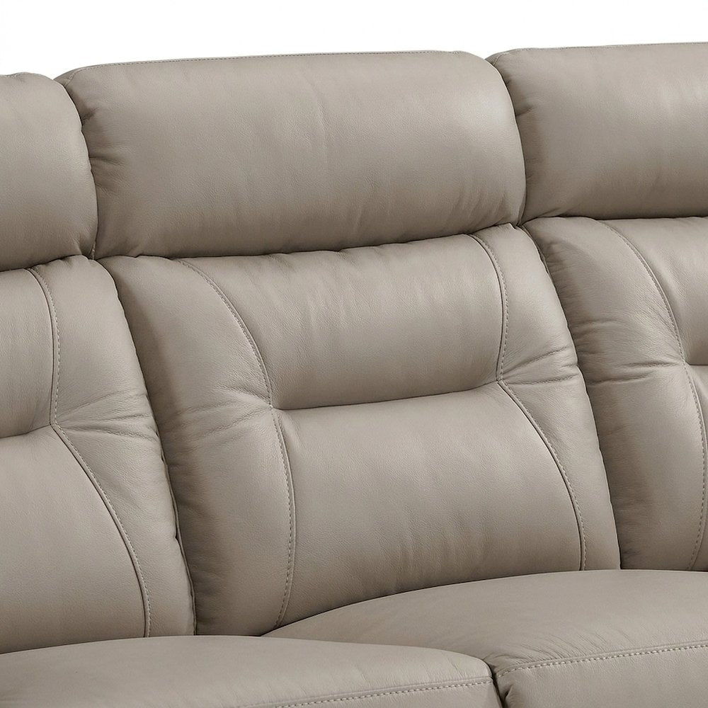 Leather Double Reclining Sofa and Recliner Couch for Living Room, Latte