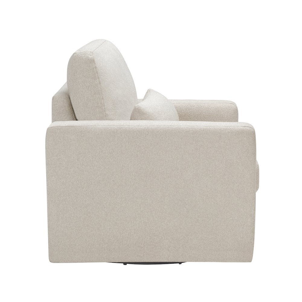 Modern Swivel 35-Inch Chair in Beige Boucle – Unique Chair for Bedroom Use