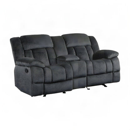 Microfiber Double Glider Reclining Loveseat Sofa, Love Seat Recliner, Charcoal