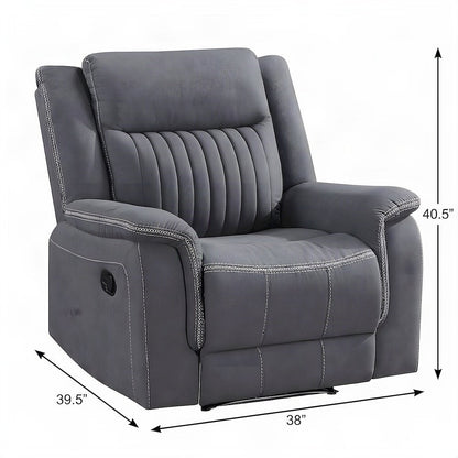 Microfiber Manual Recliner Armchair with Cushioned Back for Small Spaces, Gray