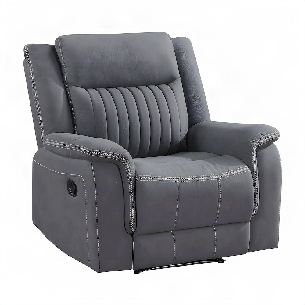 Microfiber Manual Recliner Armchair with Cushioned Back for Small Spaces, Gray