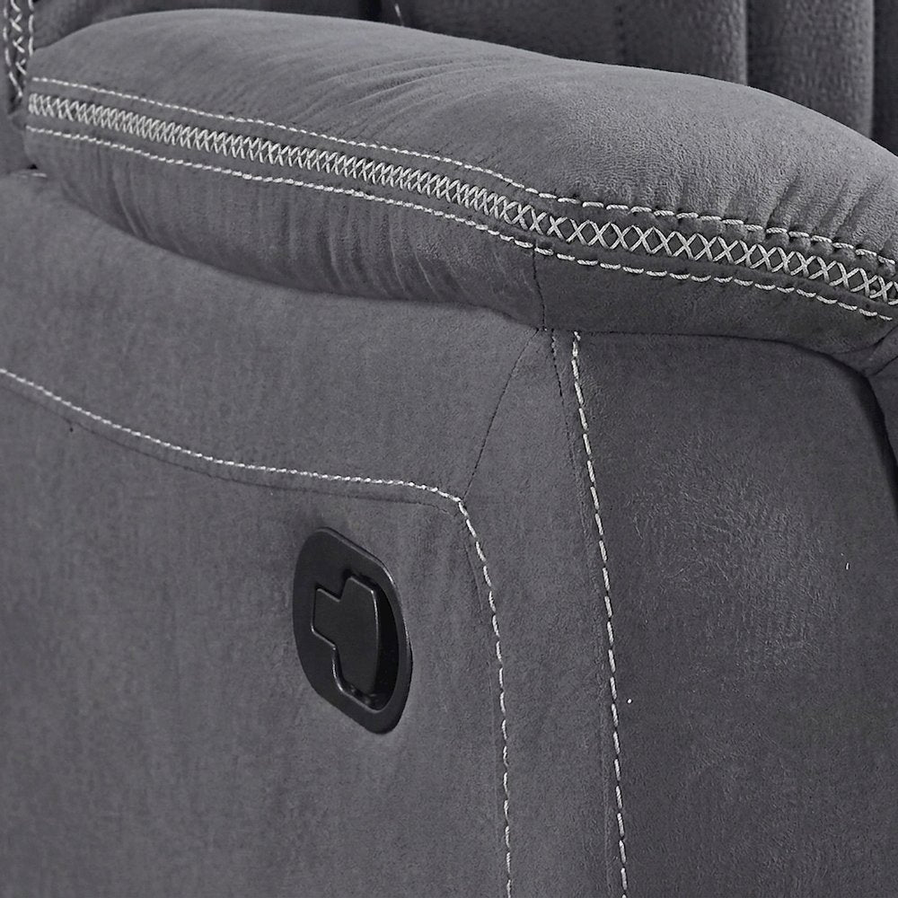 Microfiber Manual Recliner Armchair with Cushioned Back for Small Spaces, Gray