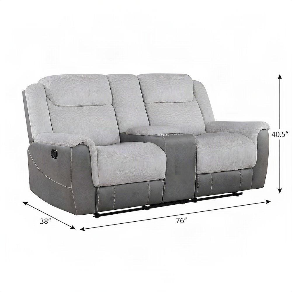 Chenille Double Reclining Loveseat Sofa with Two Recliner Seats, Gray