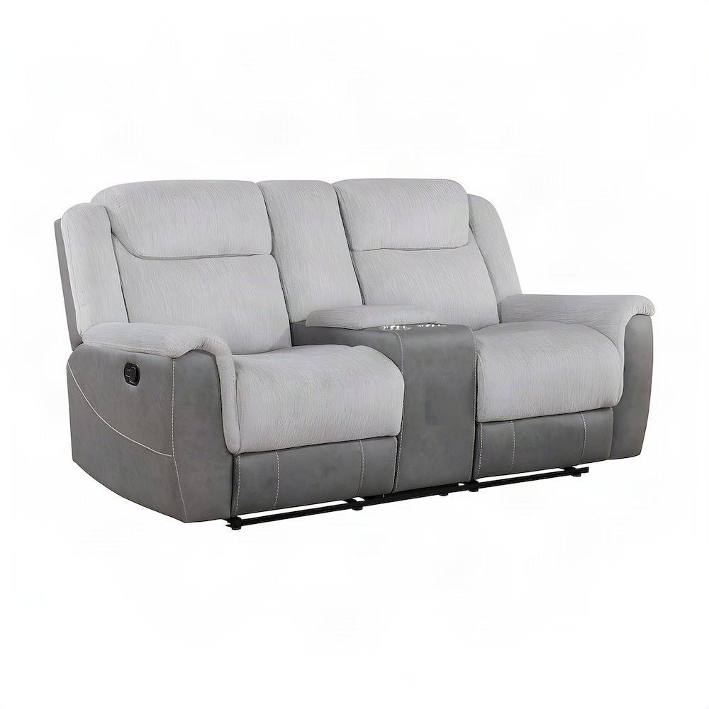 Chenille Double Reclining Loveseat Sofa with Two Recliner Seats, Gray