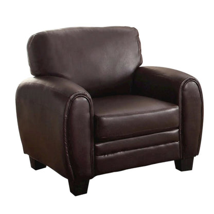 Faux Leather Accent Chair with Padded Seat and Arms for Bedroom, Black