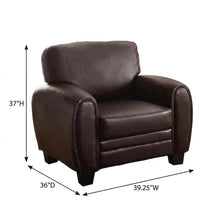 Faux Leather Accent Chair with Padded Seat and Arms for Bedroom, Black